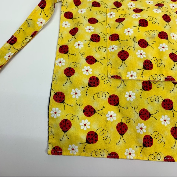 Handmade Cat Beach Theme Kids Adjustable Tie Back Apron Reversible Ladybug Sz OS - Picture 10 of 14
